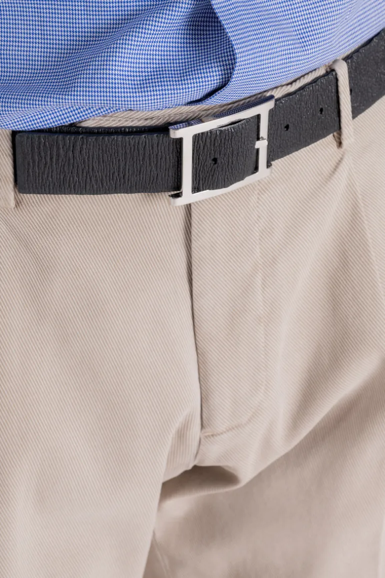 Cintura chevrette double elast in pelle nabuccata blu