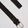 Cintura intrecciata wide in pelle marrone