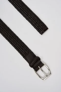 Cintura intrecciata wide in pelle marrone