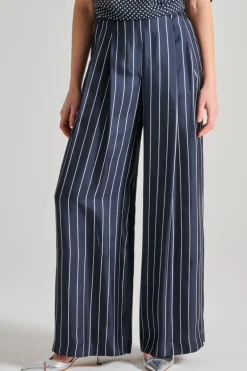 Co.go pantaloni pin striped blu