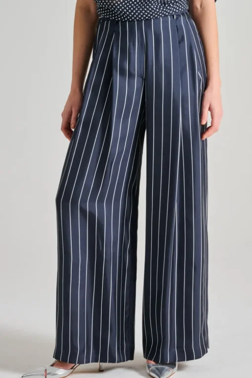 Co.go pantaloni pin striped blu
