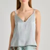 Co.go top funky pin striped tessuto azzurro