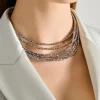 Collana girocollo multifili metallo grigio