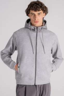 Felpa con cappuccio nylon grigio