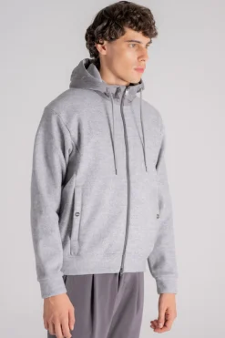 Felpa con cappuccio nylon grigio