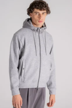 Felpa con cappuccio nylon grigio