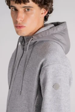 Felpa con cappuccio nylon grigio