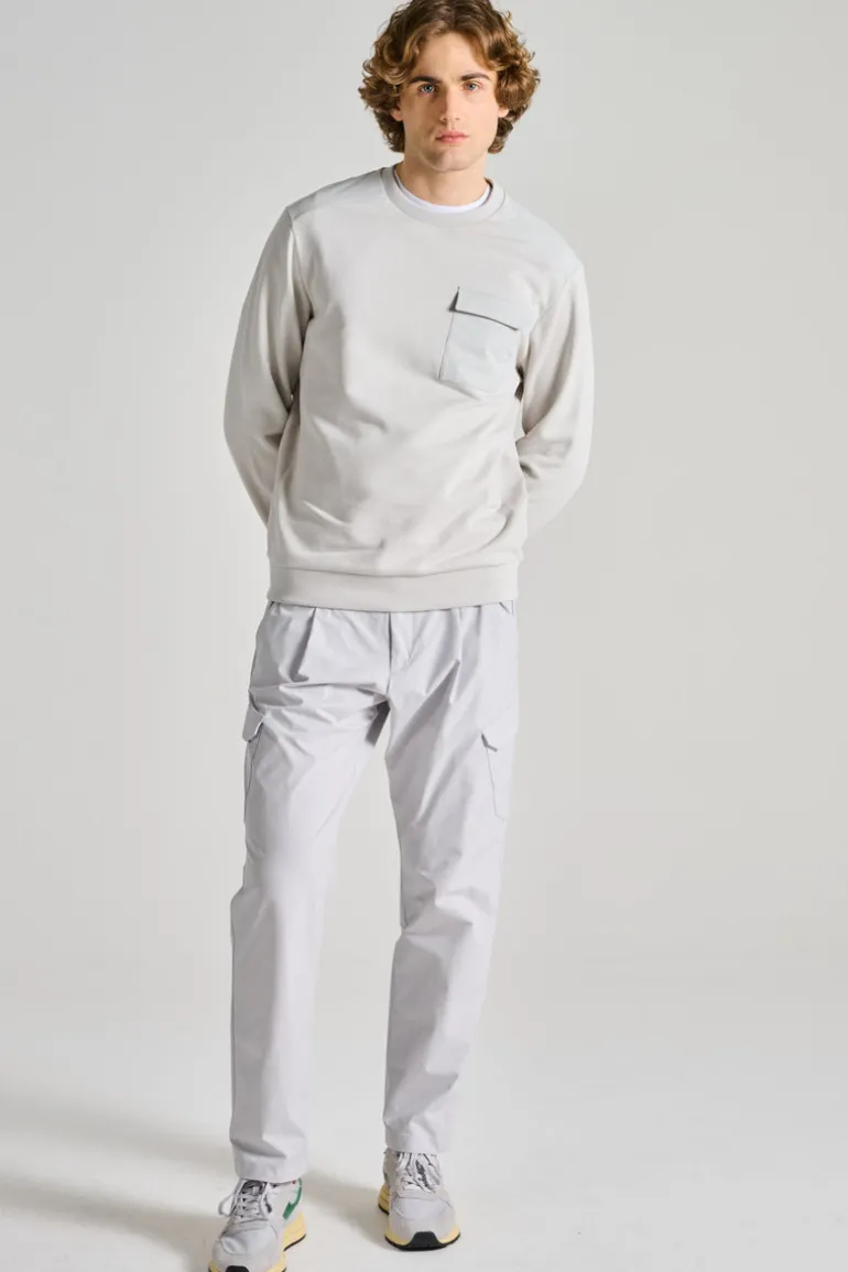 Felpa girocollo taschino cotone bianco