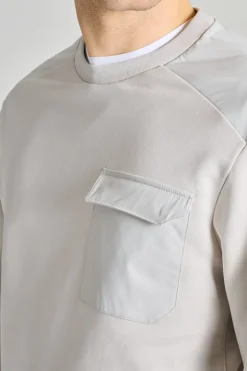 Felpa girocollo taschino cotone bianco