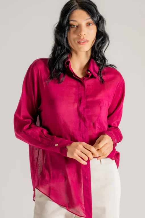 Forte forte camicia essential cotton/silk bianca