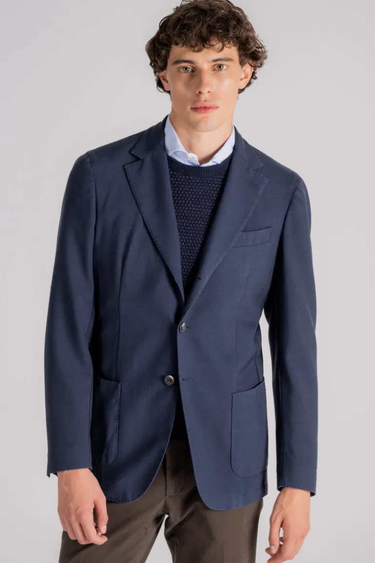 Giacca blu in lana/poliestere