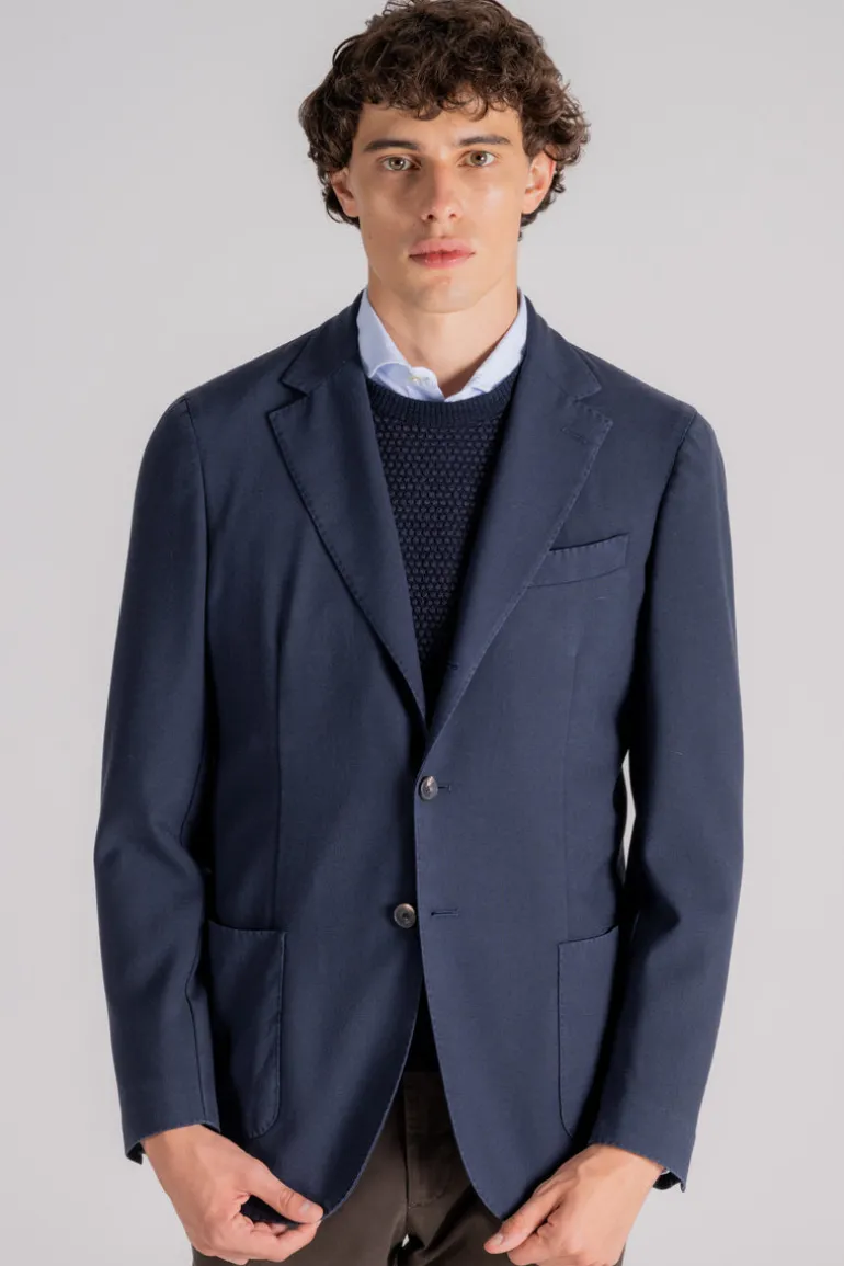 Giacca blu in lana/poliestere