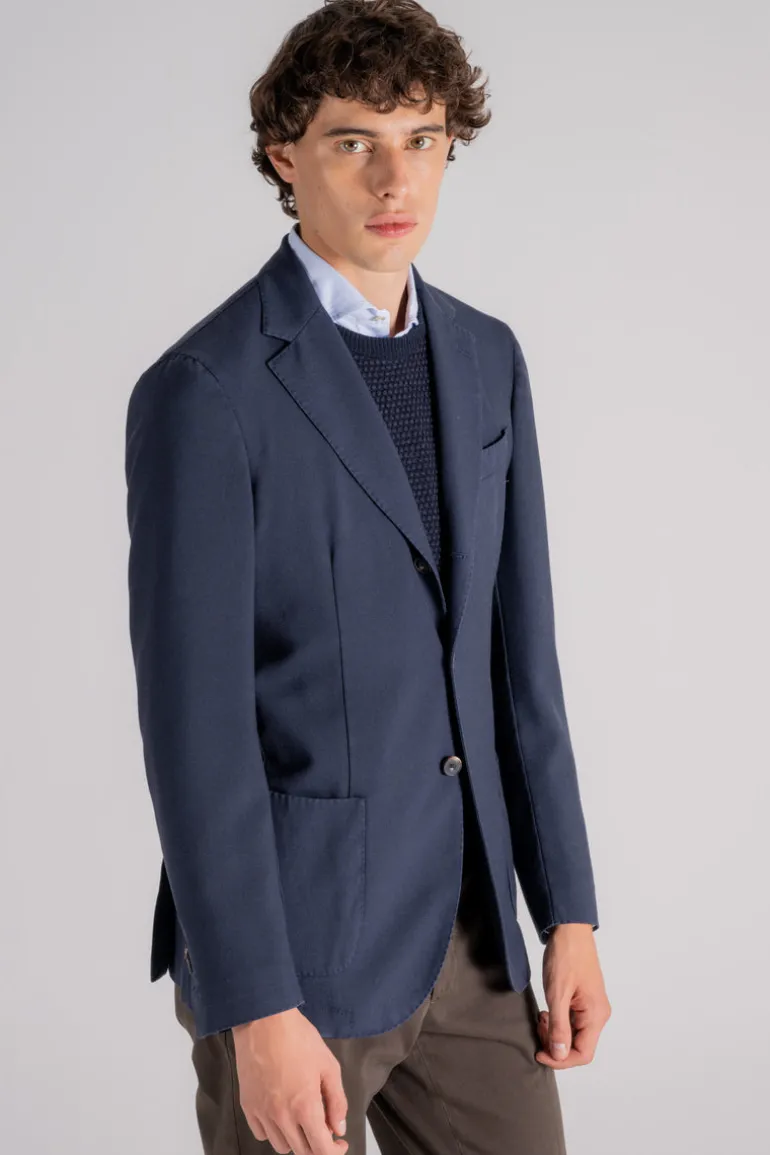 Giacca blu in lana/poliestere