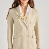 Giacca doppiopetto lino/cotone beige