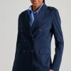 Giacca doppiopetto piquet blu