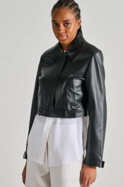 Giacca in pelle nero