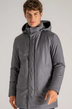 Giaccone collo in maglia grigio uomo