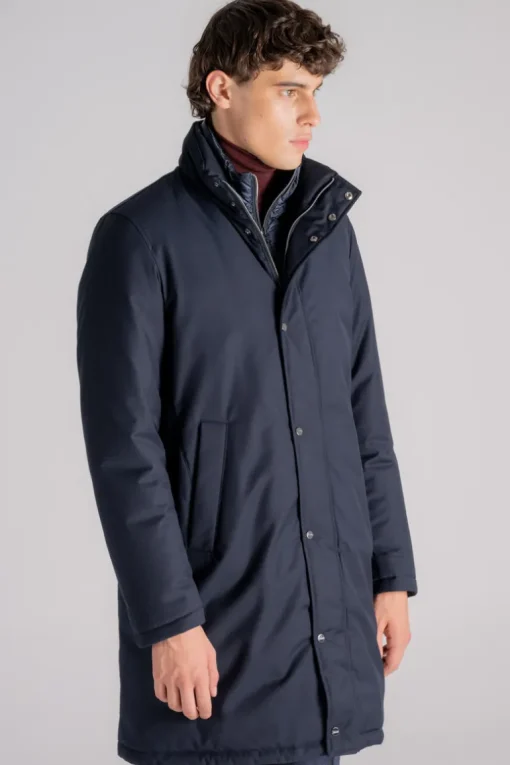 Giaccone piumino membrato poliestere/viscosa blu