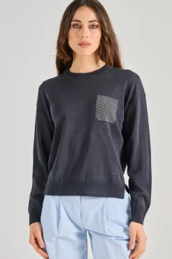 Gilet tricot blu