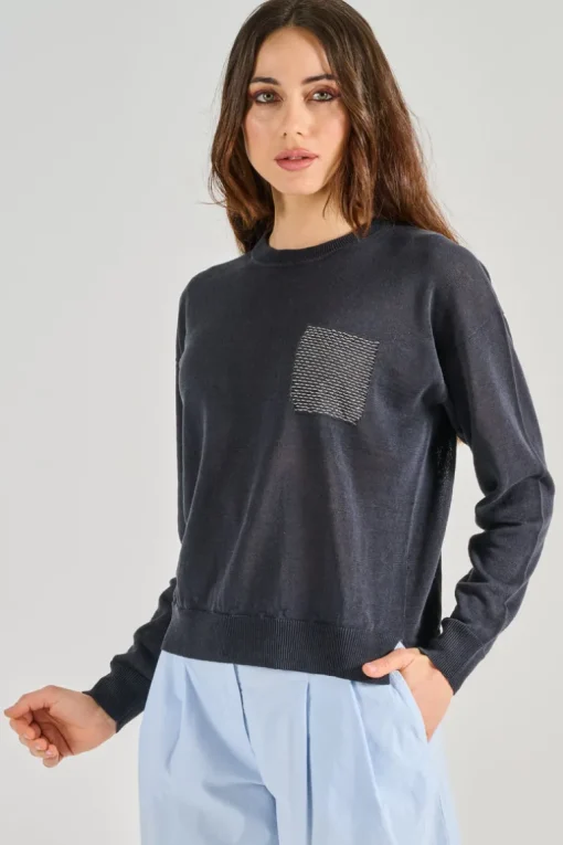 Gilet tricot blu