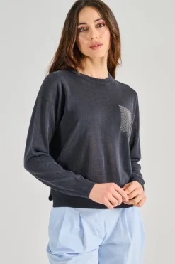 Gilet tricot blu
