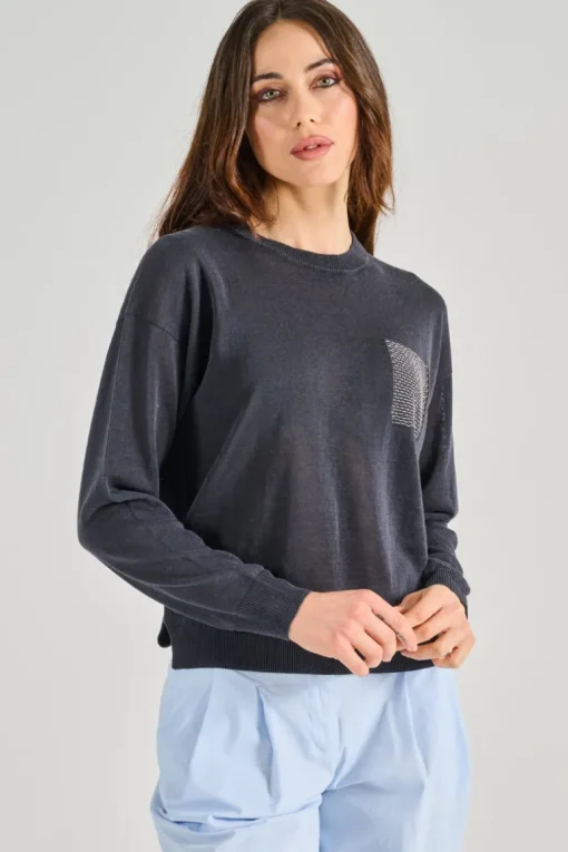 Gilet tricot blu