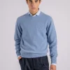 Girocollo lana merino azzurro