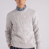 Girocollo soft trecce lana/cashmere grigio