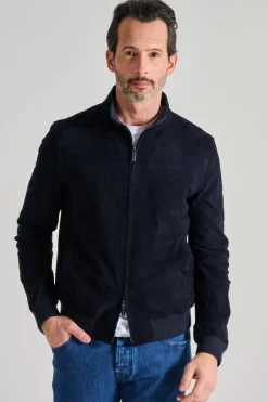 Giubbino pelle blu