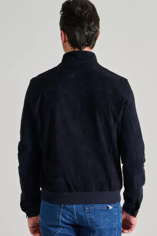 Giubbino pelle blu