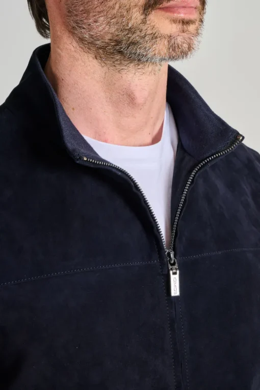 Giubbino pelle blu