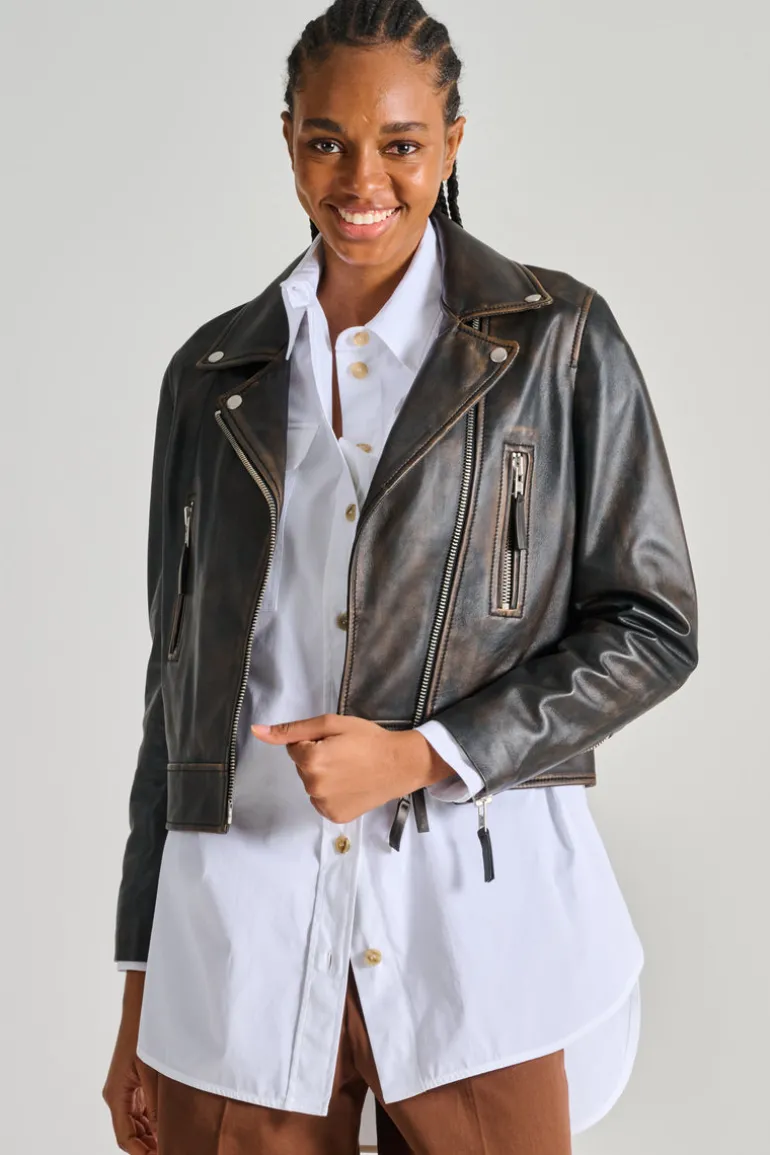 Giubbotto chiodo pelle nero