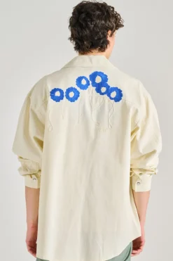 Giubbotto over shirt jacket tessuto beige
