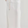 Gonna gabardina puro lino bianco