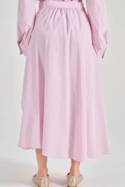 Gonna taffetà lunga wrapover rosa