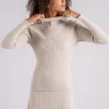 Maglia a coste dolcevita in cashmere/viscosa/poliammidica/lana bianco