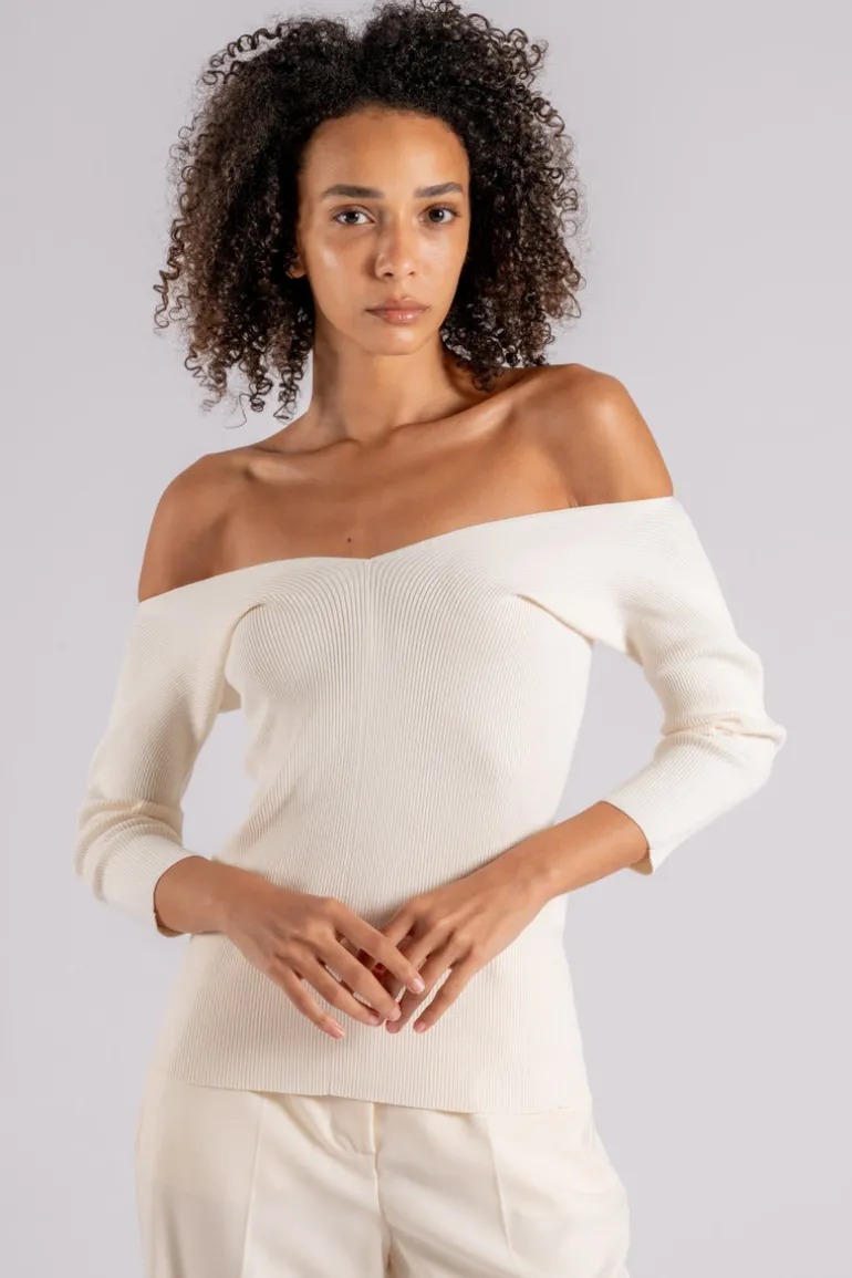 Maglia beige in viscosa/poliestere