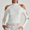 Maglia con tagli cotone bianco