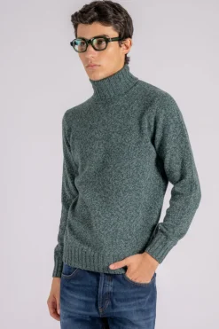 Maglia dolcevita extra fine lana merino verde