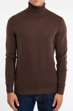 Maglia dolcevita in wv/ws marrone
