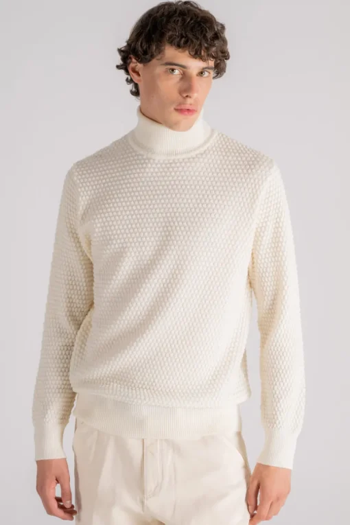 Maglia dolcevita lana merino beige