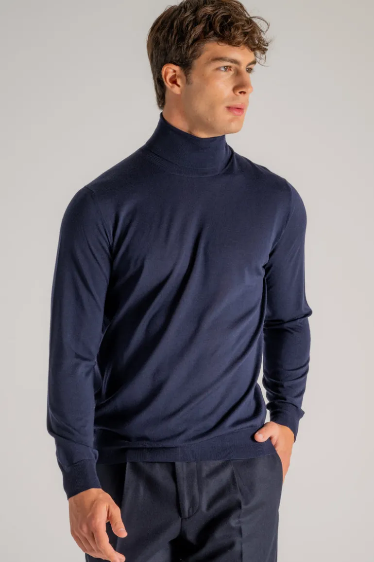 Maglia dolcevita royal merino blu