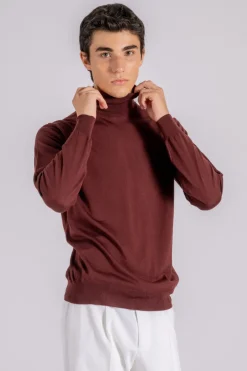 Maglia dolcevita royal merino lana rossa