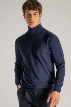 Maglia dolcevita royal merino blu