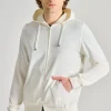 Maglia full zip cappuccio cotone bianco