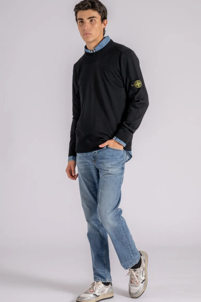 Maglia gircollo 100% lana vergine nero