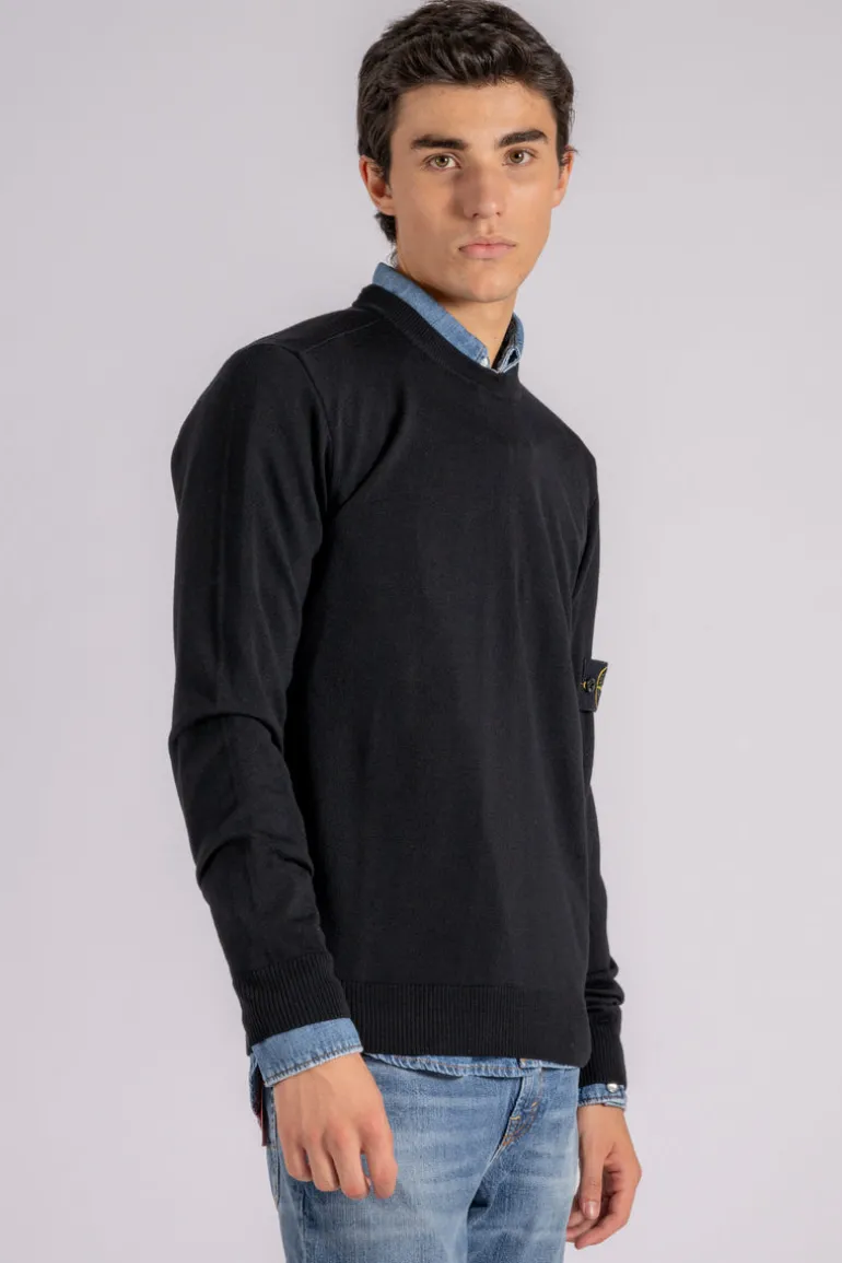 Maglia gircollo 100% lana vergine nero