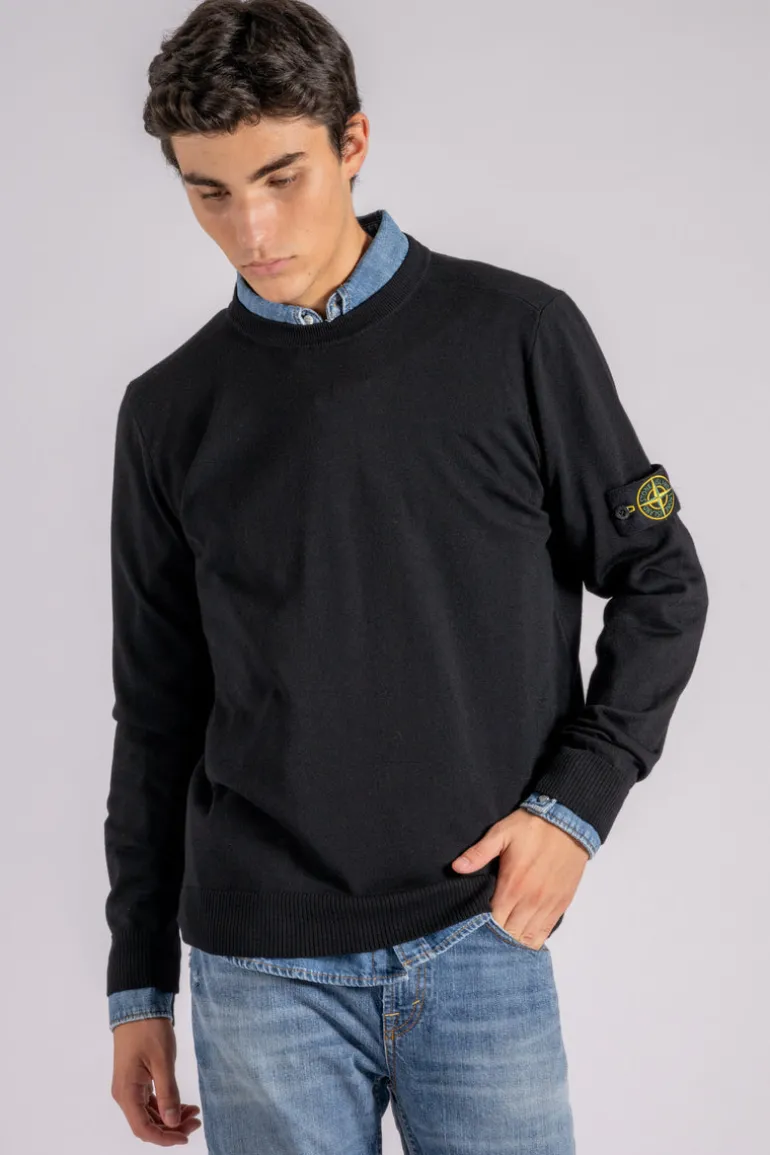 Maglia gircollo 100% lana vergine nero