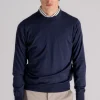 Maglia girocollo 100% lana merino superfine blu
