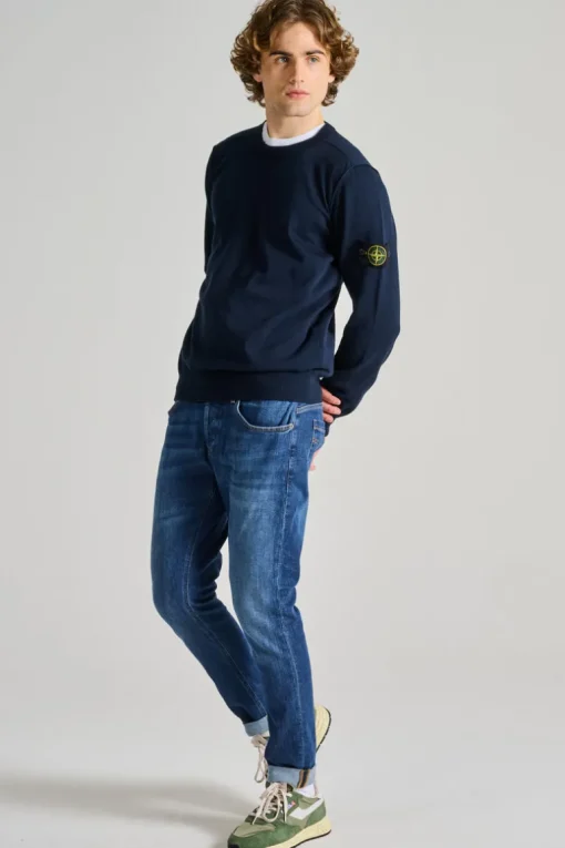 Maglia girocollo blu